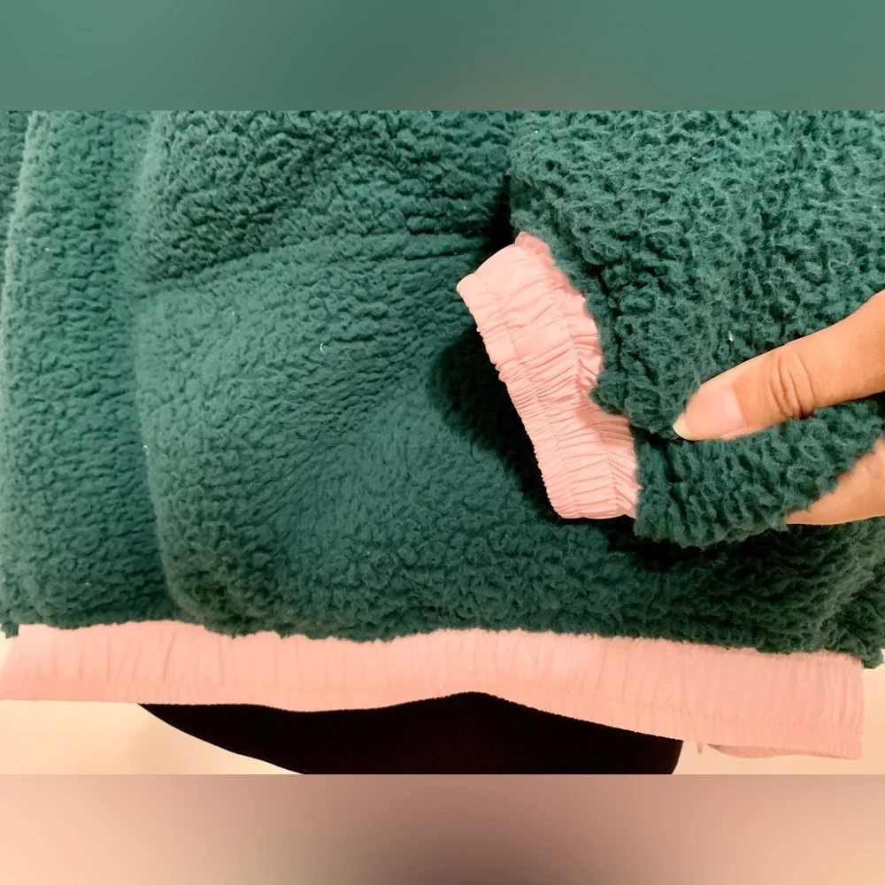 Sherpa oversized hoodie jacket frostbite fleece pullover 1/4 zip button up - Picture 14 of 16